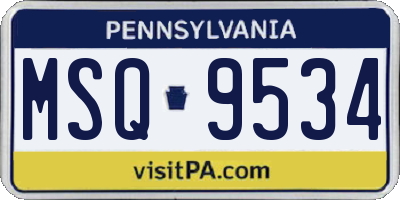 PA license plate MSQ9534