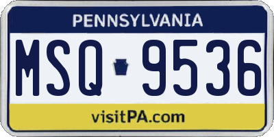 PA license plate MSQ9536