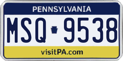 PA license plate MSQ9538