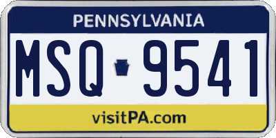 PA license plate MSQ9541