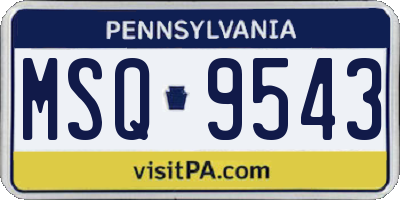 PA license plate MSQ9543