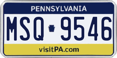 PA license plate MSQ9546