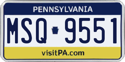 PA license plate MSQ9551