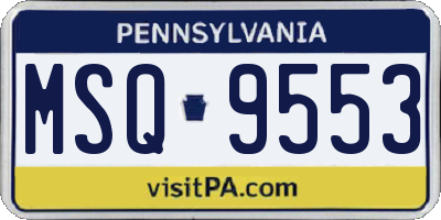 PA license plate MSQ9553