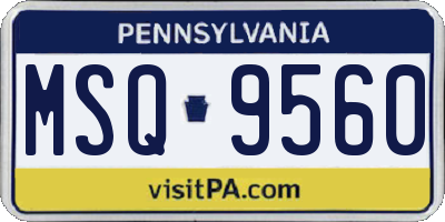 PA license plate MSQ9560