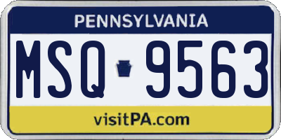 PA license plate MSQ9563
