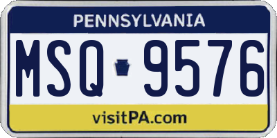 PA license plate MSQ9576