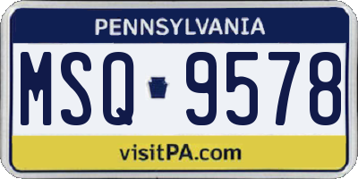 PA license plate MSQ9578