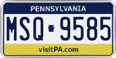 PA license plate MSQ9585