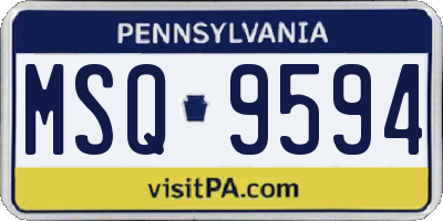 PA license plate MSQ9594