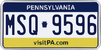 PA license plate MSQ9596