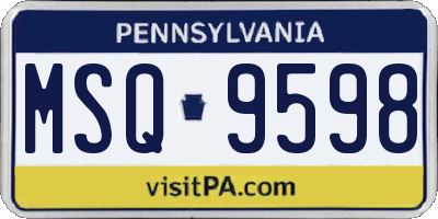 PA license plate MSQ9598