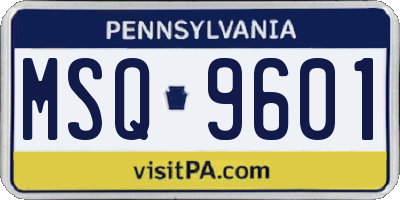 PA license plate MSQ9601