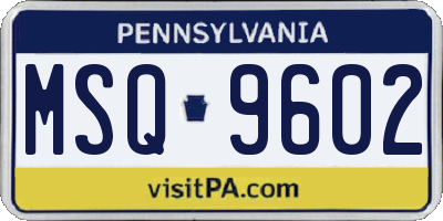 PA license plate MSQ9602