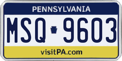 PA license plate MSQ9603