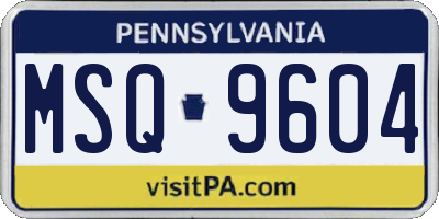 PA license plate MSQ9604