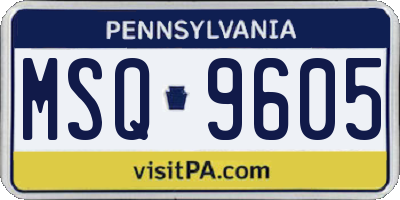 PA license plate MSQ9605