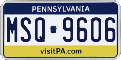 PA license plate MSQ9606
