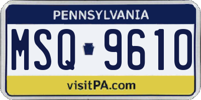 PA license plate MSQ9610