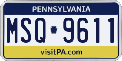 PA license plate MSQ9611