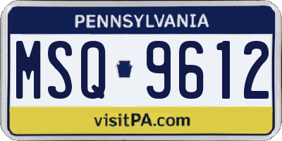 PA license plate MSQ9612