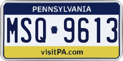 PA license plate MSQ9613