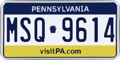 PA license plate MSQ9614
