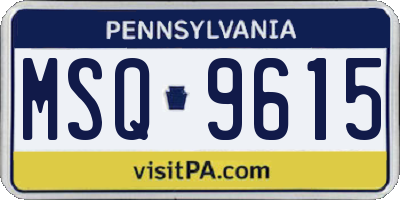 PA license plate MSQ9615