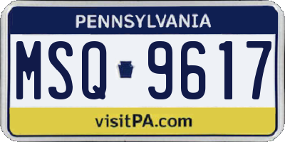 PA license plate MSQ9617