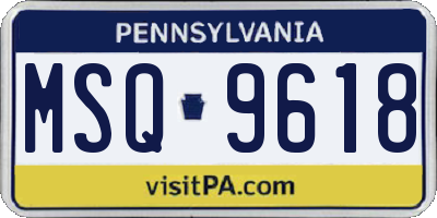 PA license plate MSQ9618