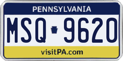 PA license plate MSQ9620