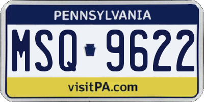 PA license plate MSQ9622
