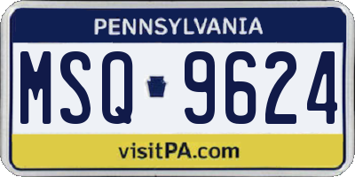 PA license plate MSQ9624