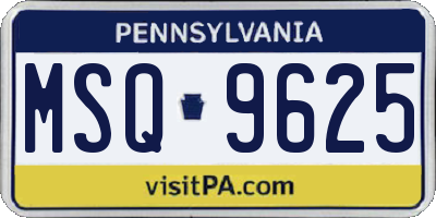 PA license plate MSQ9625