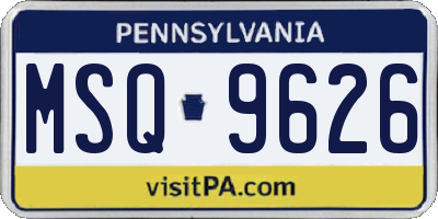 PA license plate MSQ9626