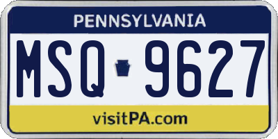 PA license plate MSQ9627