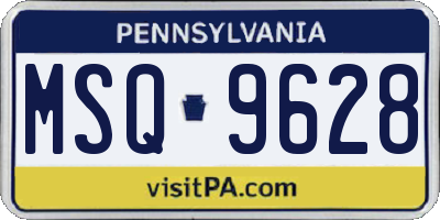 PA license plate MSQ9628
