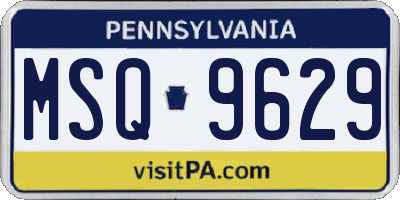 PA license plate MSQ9629