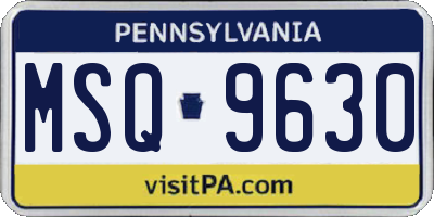 PA license plate MSQ9630