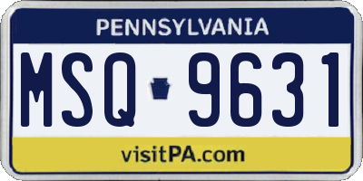 PA license plate MSQ9631