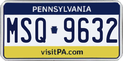 PA license plate MSQ9632