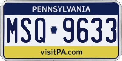 PA license plate MSQ9633