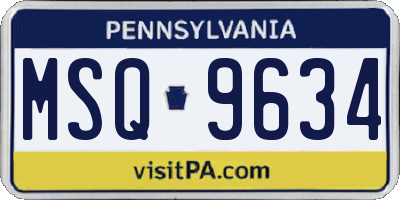 PA license plate MSQ9634