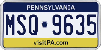 PA license plate MSQ9635