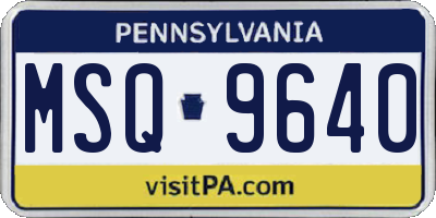 PA license plate MSQ9640