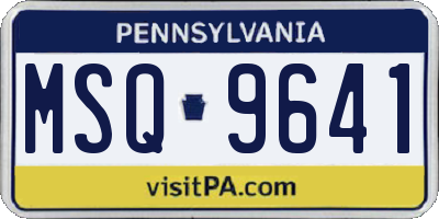PA license plate MSQ9641