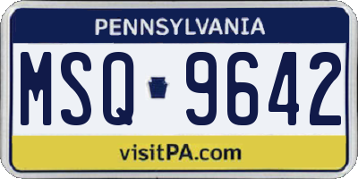 PA license plate MSQ9642