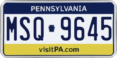PA license plate MSQ9645
