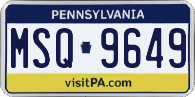PA license plate MSQ9649