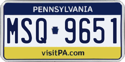 PA license plate MSQ9651